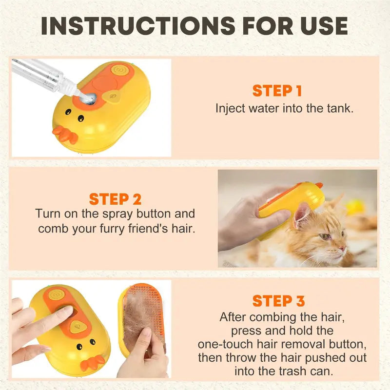 ⏰LIMITED TIME OFFER: 80% OFF🔥 TLOPA® Patented Exclusive Rechargeable Steam Pet Brush